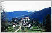 Gangtey monastery in the alpine valley of Phobjika.