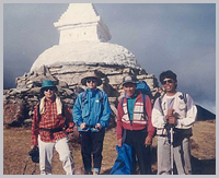 Trekkers with guide and porter.