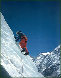 On the Ice slopes of Lobuche East Peak.