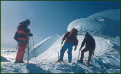 On the summit ridge of Mera Peak