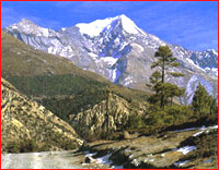 Pisang Peak seen from the Masyangdi Valley. 