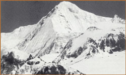 Singu Chuli south face seen from the Annapurn Sanctuary. 